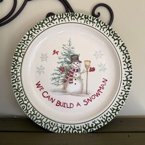 2 Vintage, Christmas Snowman Plates, “We Can Build a Snowman”, Stoneware. G2WC